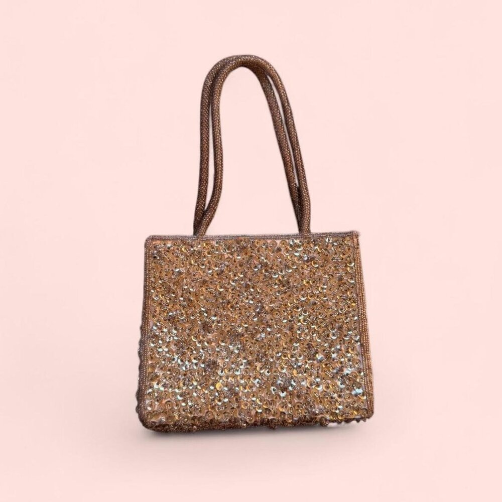 Silver sequin handbag